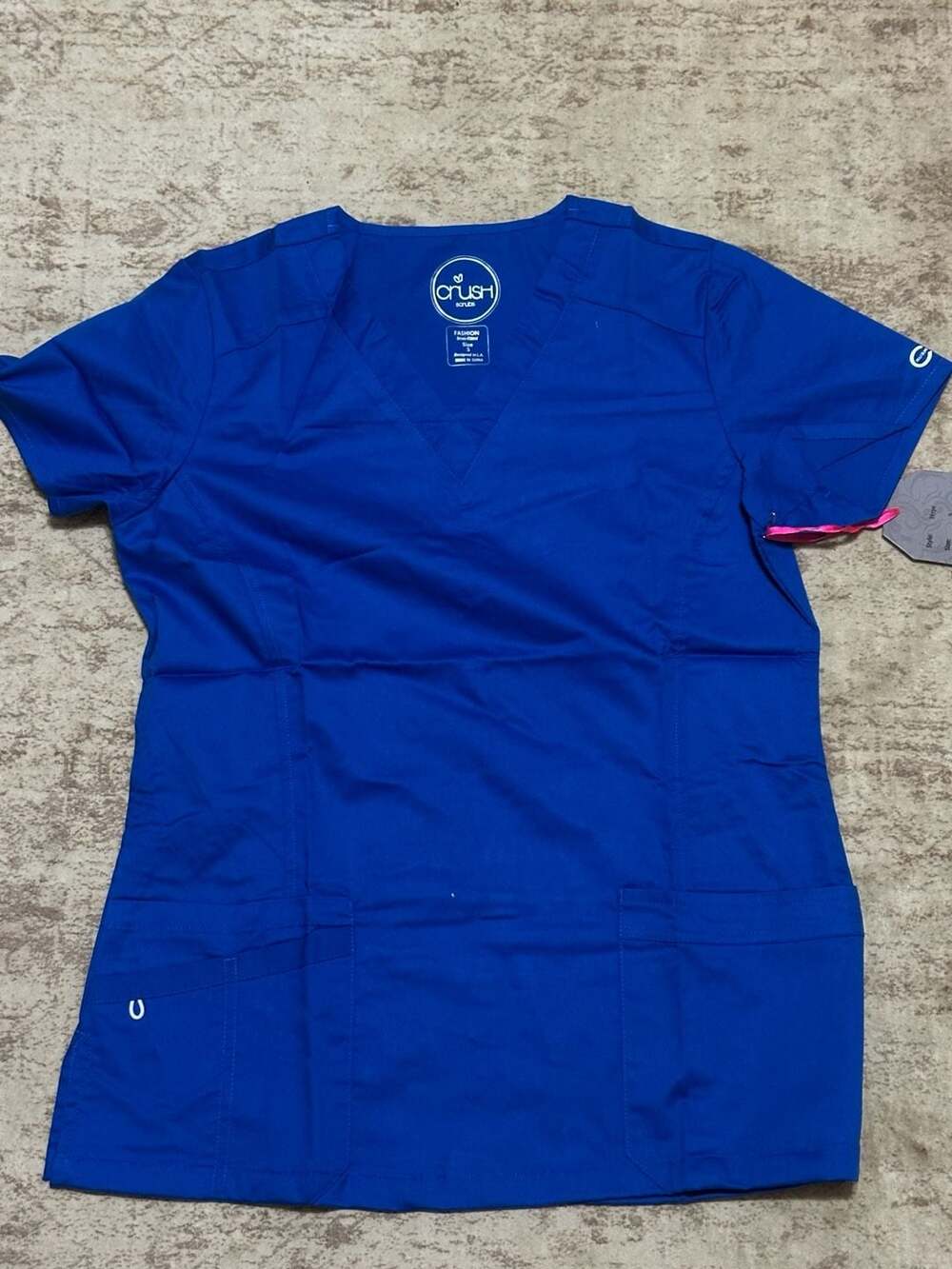 Crush Scrubs Hype Scrub Top Size S Royal Blue V-Neck